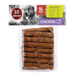 Pack of dog treats with visible branding on a white background