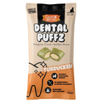 Package of Dental Puffz Turducken treats for pets on a white background