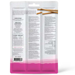 Product packaging with text and a pink bottom section on a white background