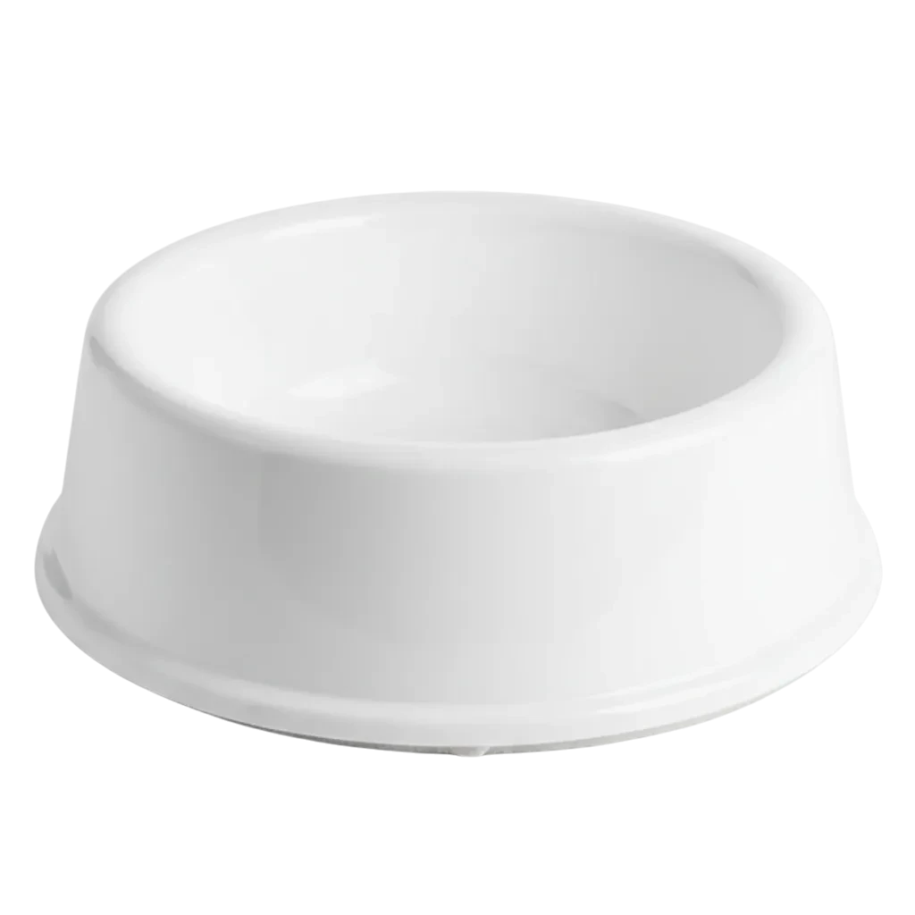 Large White Pet Food Bowl - White Background