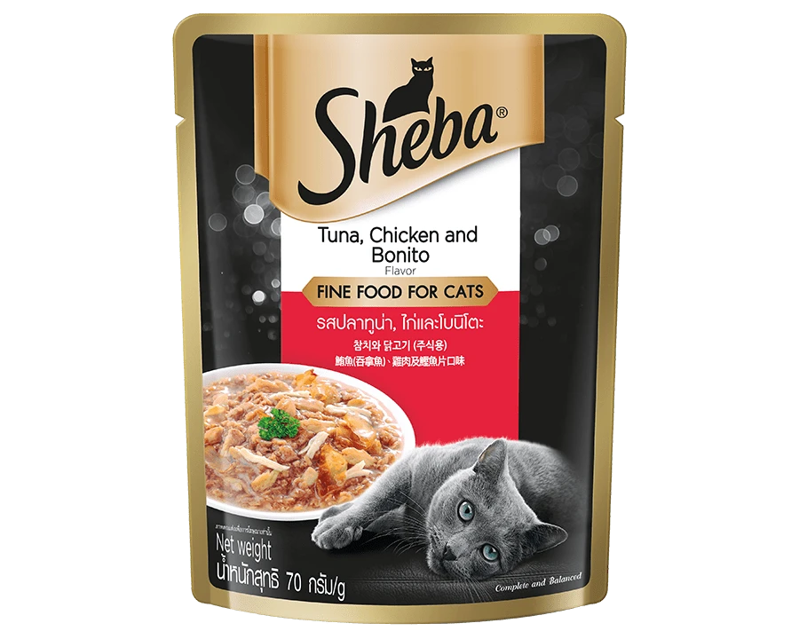 Sheba Premium Cat Food Tuna & Chicken with Bonito 70g