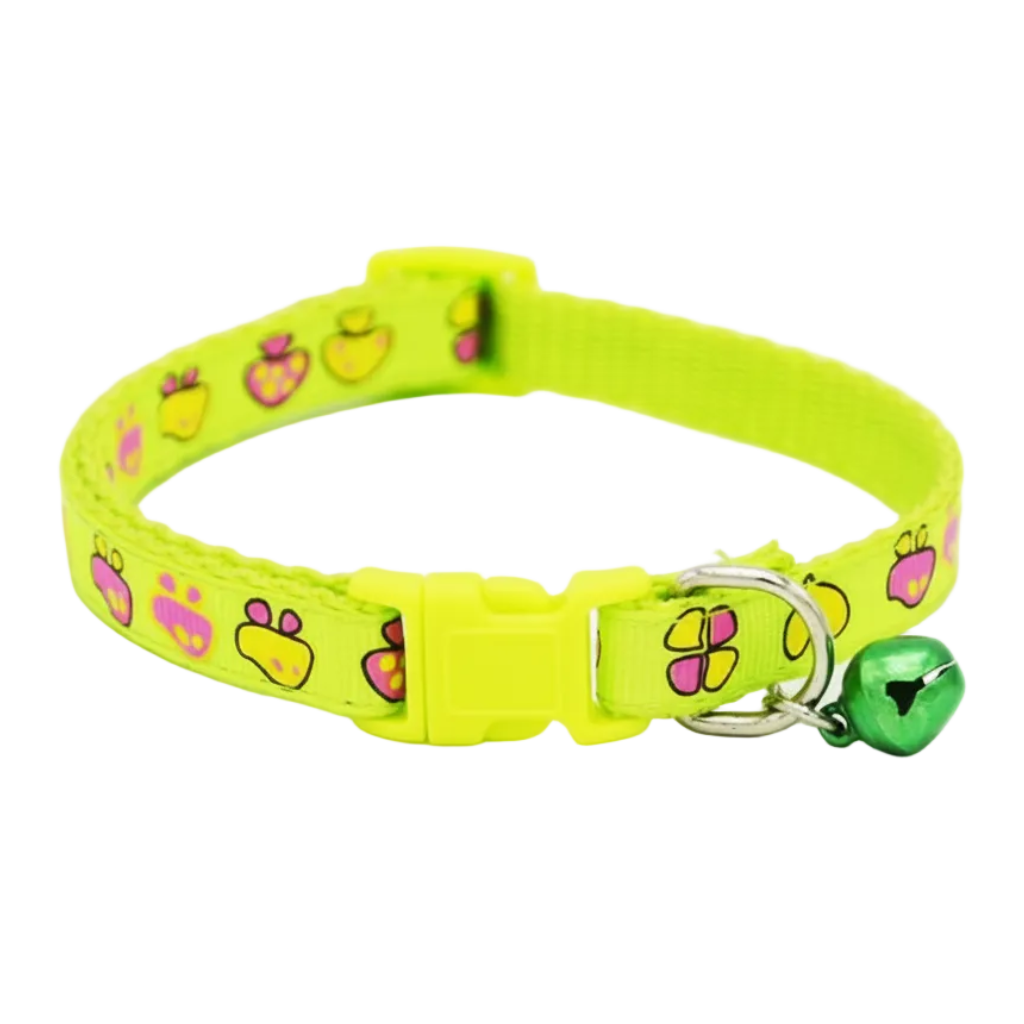 Lime Green Paw Collar - White BG