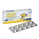 Patelet medication packaging with tablets on a white background