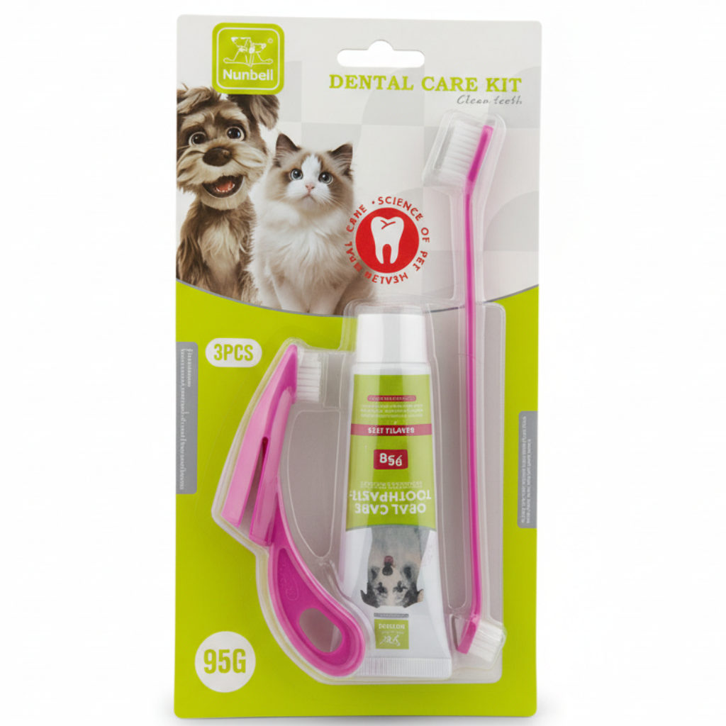 Nunbell Dental Care Kit وردي على خلفية بيضاء