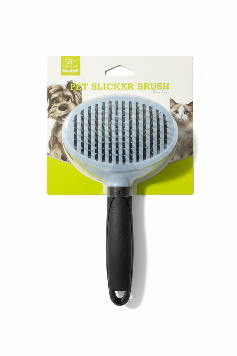 Nunbell Pet Slicker Brush Blue/Grey - White Background