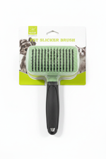 Nunbell Pet Slicker Brush Square Green - White Background