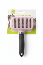 Nunbell Pet Slicker Brush Square Pink - White Background