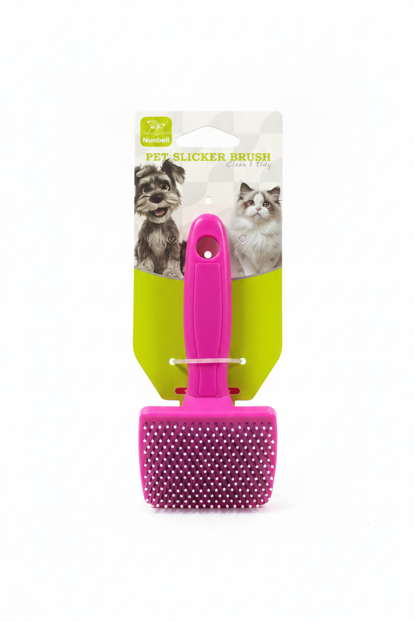 Nunbell Pink Pet Slicker Brush - White Background
