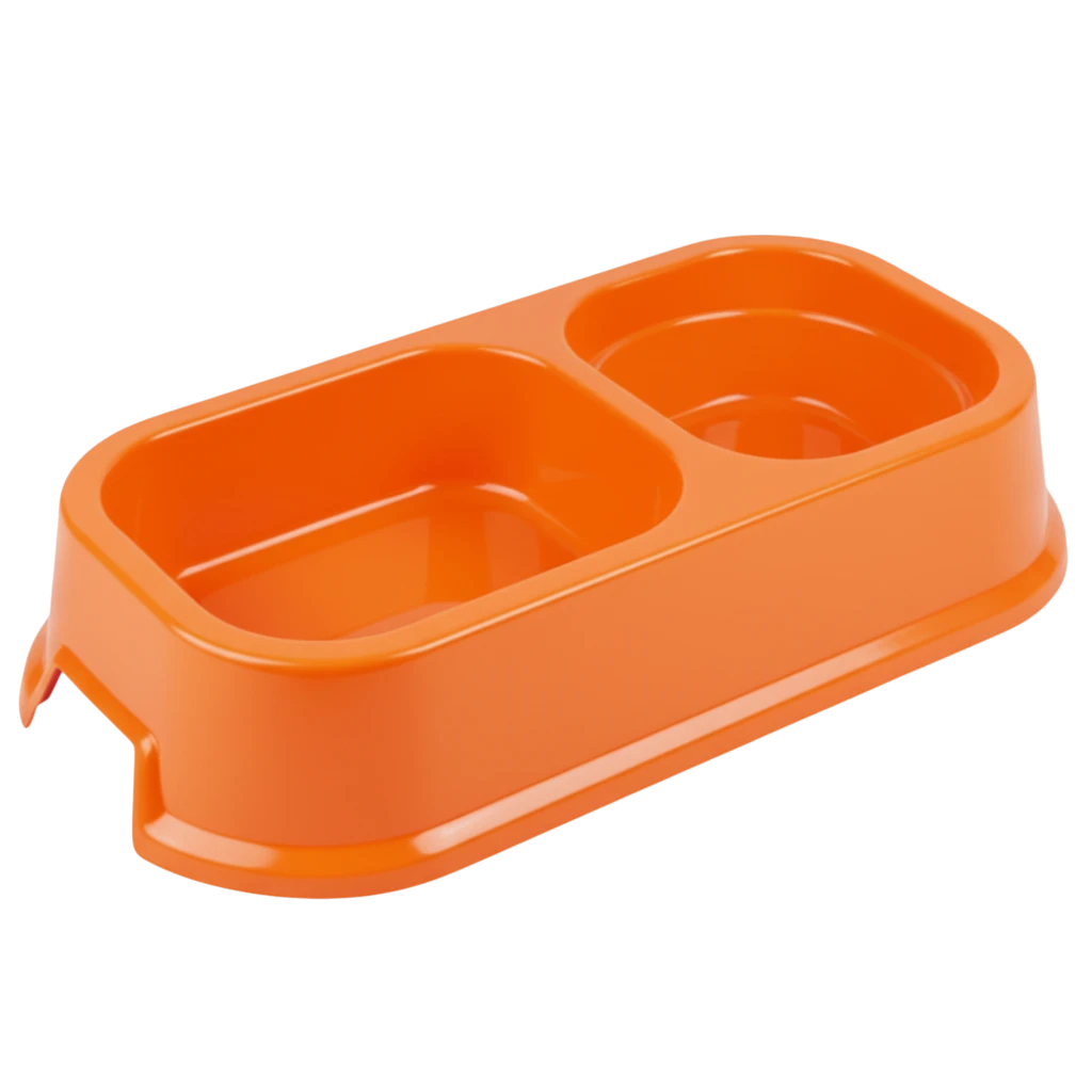 Orange Double Pet Food Bowl - White Background
