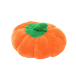 Orange plush pumpkin dog toy white background