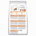 Cat food packaging with nutritional information on a white background