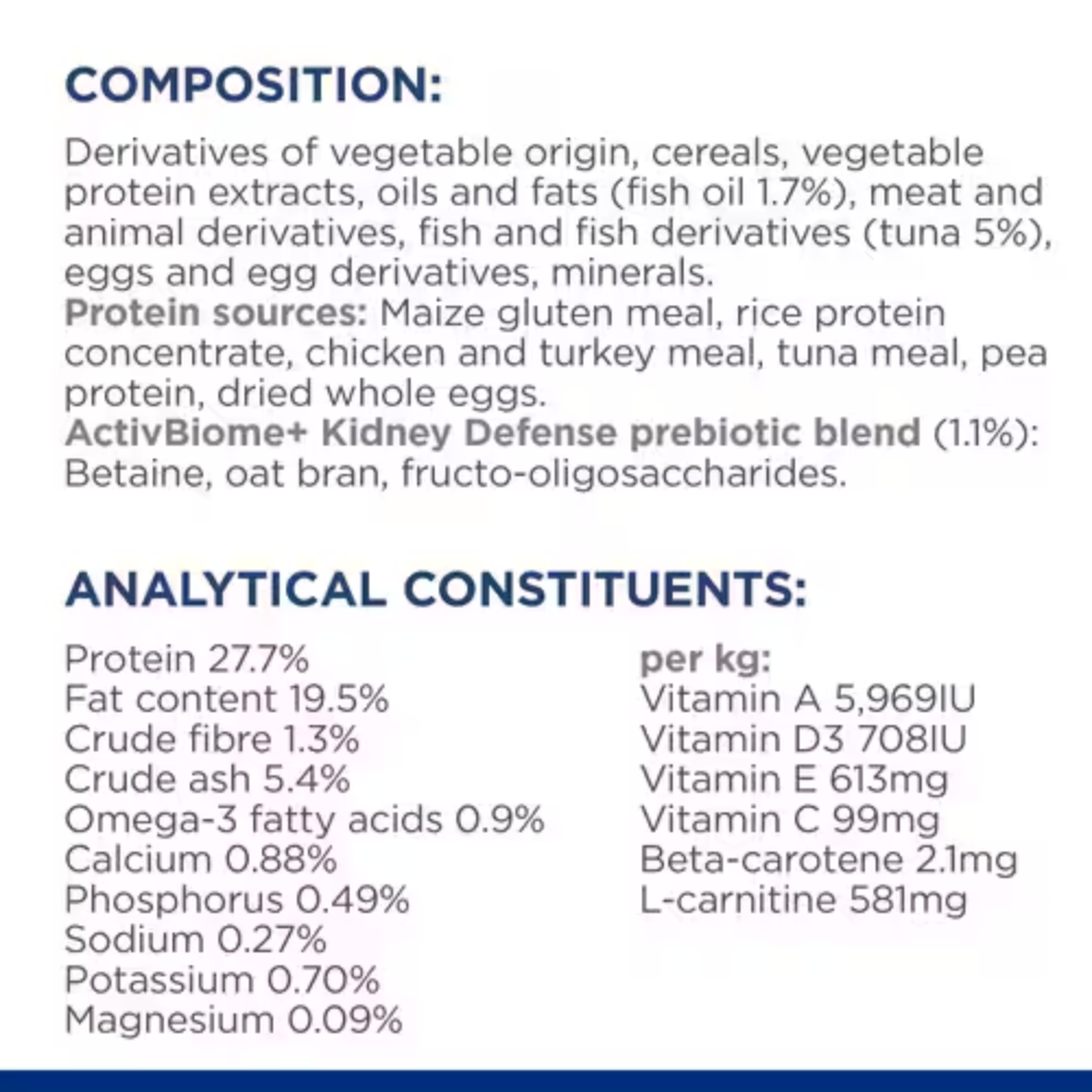 Nutritional information and composition details on a white background