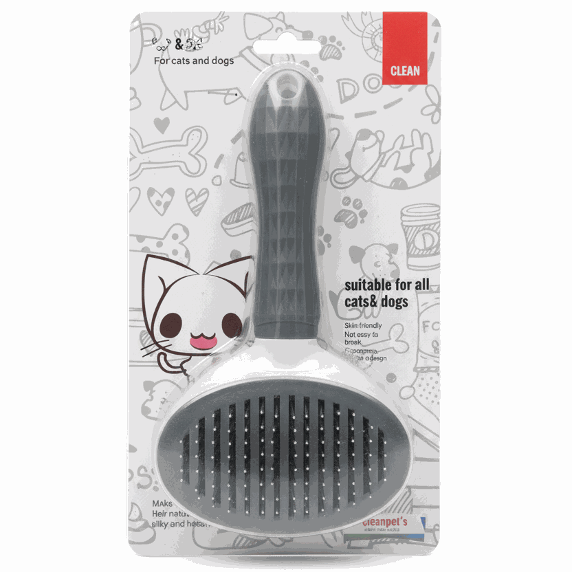 Pet grooming brush gray white background