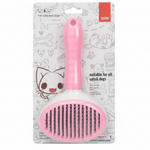 Pet grooming brush pink white background