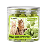 PETBABYS freeze dried chicken cube cat treats white background
