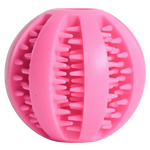 Pink dental ball toy on white background