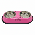 Stainless Steel Double Small Dog and Cat Food Bowl 30CM Petfast.shop Generic Bowls & Feeders Cat Dog Kitten Puppy Supplies petfast.shop Egypt PST3271S pink 350.00