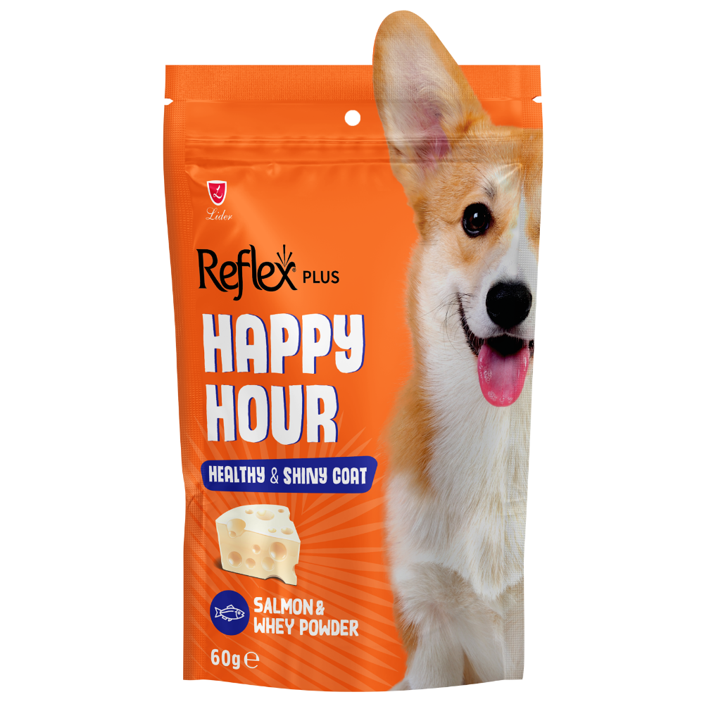 Reflex Plus Dog Treat Happy Hour Healthy & Shiny Coat Salmon & Whey Powder 60g