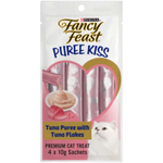 Fancy Feast Puree Kiss cat treat package on a white background