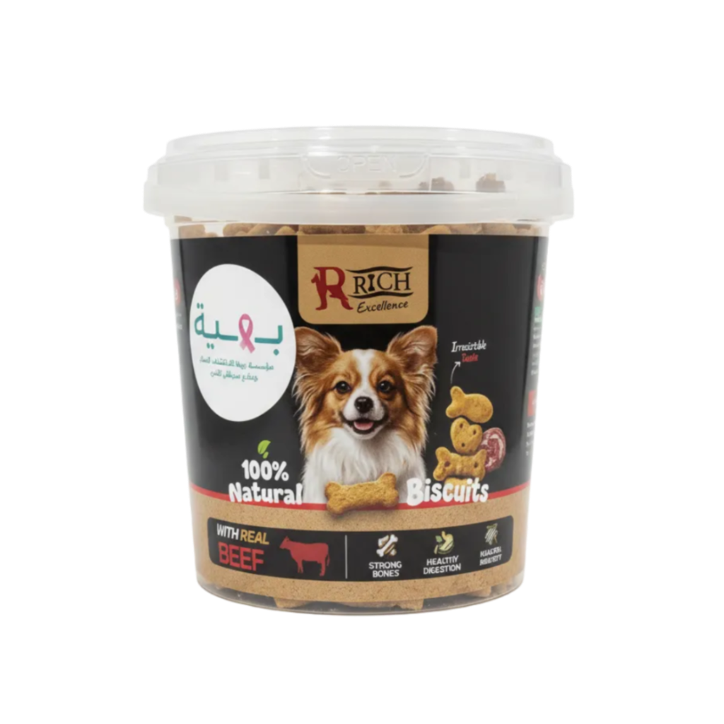 Rich Excellence beef Chihuahua biscuit tub exact shape white background
