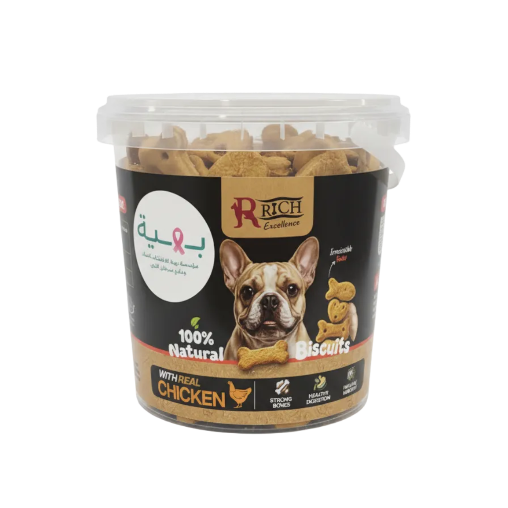 Rich Excellence chicken French Bulldog with Bahia logo white background
