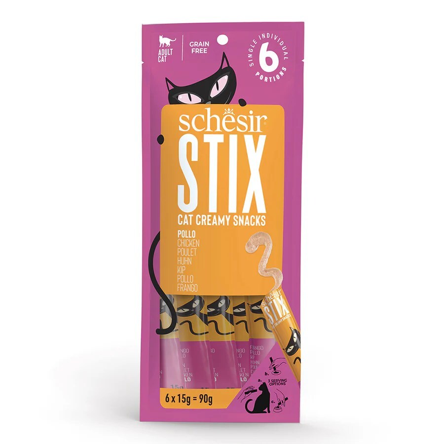 SCHESIR Stix Cream with Chicken - Treat for Cats - 6x15g = 90g.