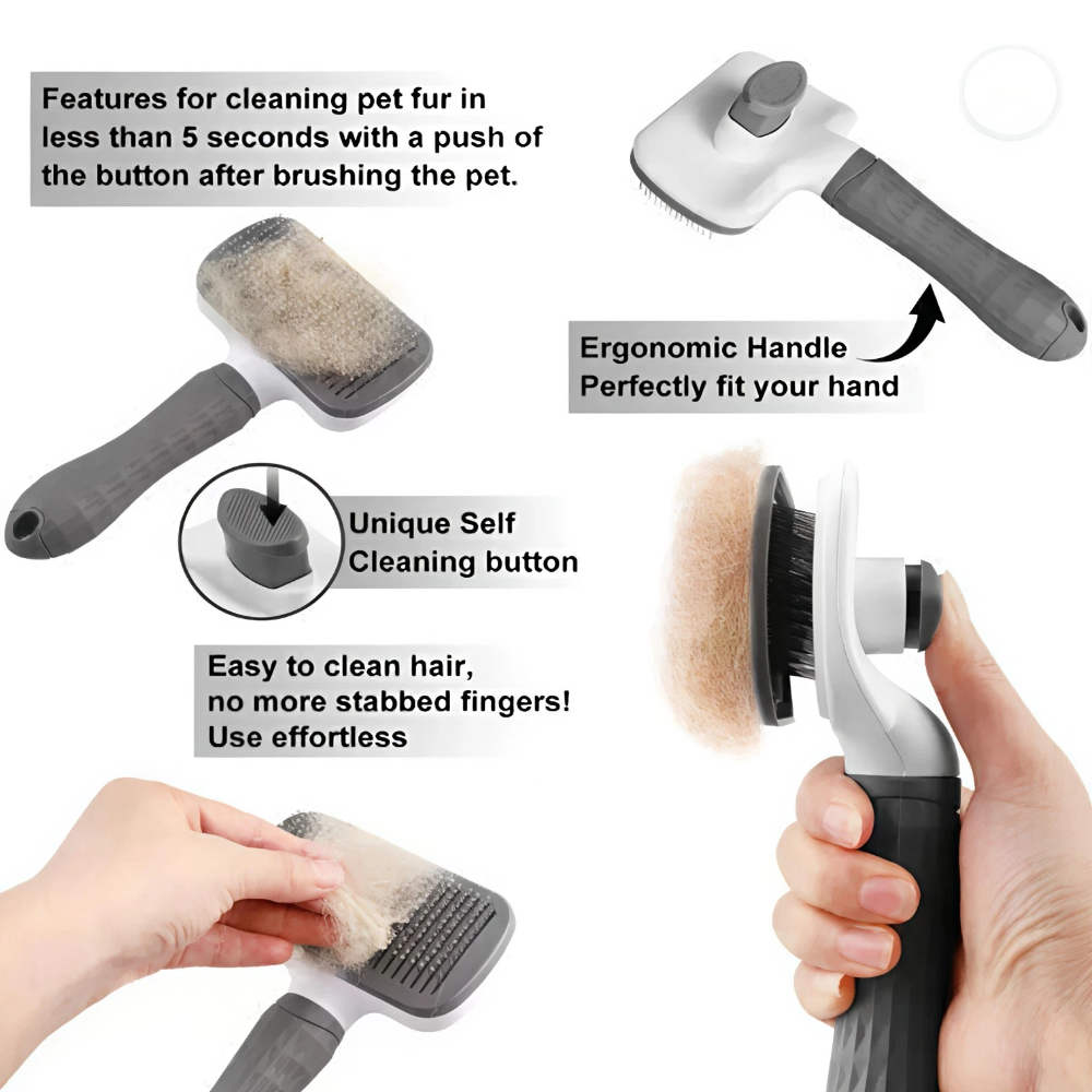 Pet Hair Removal Brush Self Cleaning Slicker Brush for Cats and Dogs