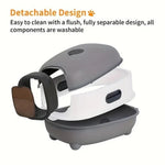 Gray and white pet grooming tool with detachable design on a white background