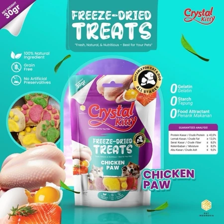Crystal Kitty Freeze Dried Treats with Chicken Paw 30g