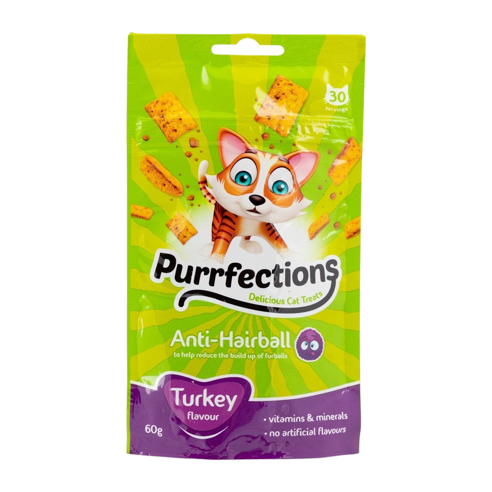 Purrfections Anti Hairball Turkey Cat Treats - 60g Petfast.shop Purrfections Biscuit Treat Cat Treats petfast.shop Egypt PPU3360S Default Title 190.00