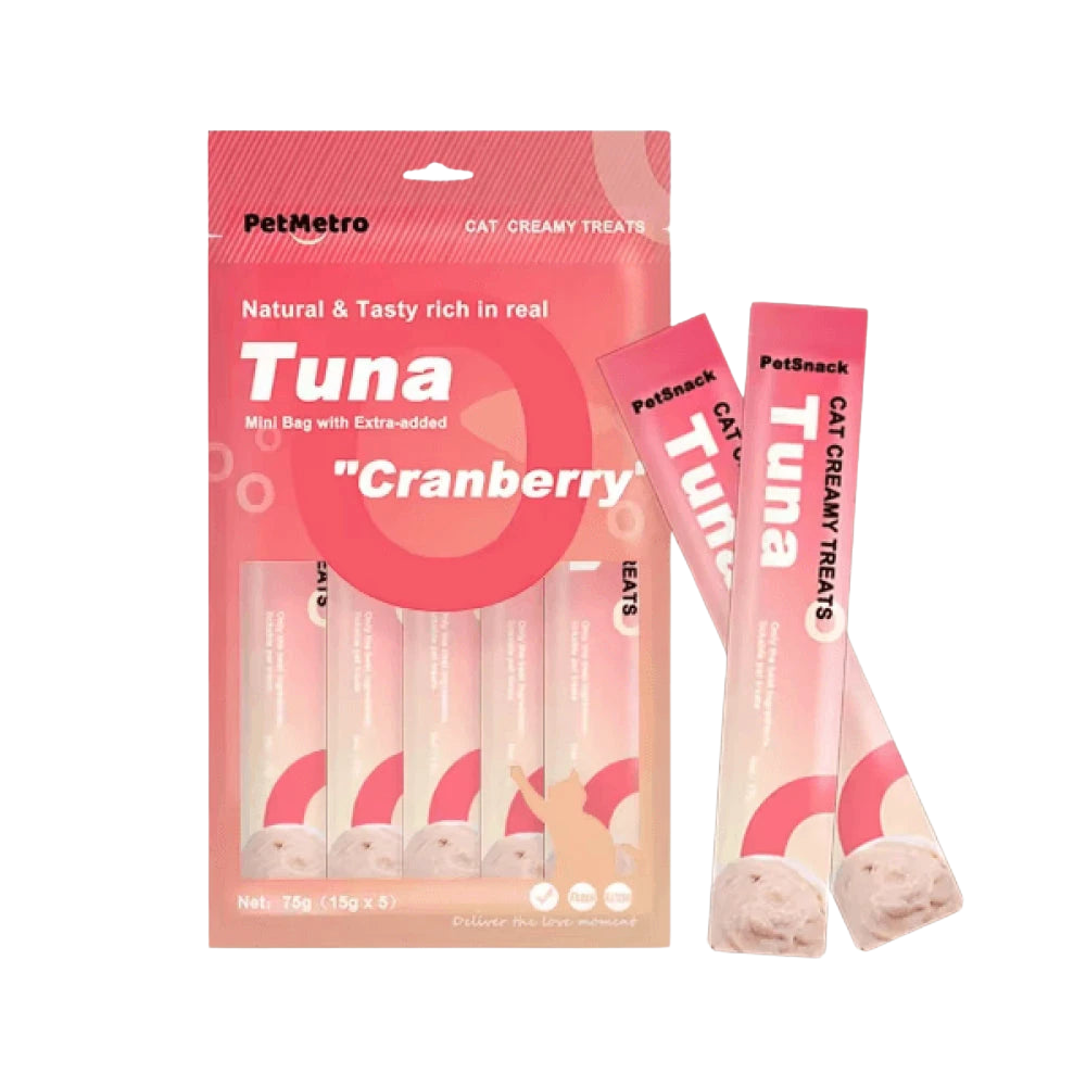 Petmetro Cat Treats Tuna & Cranberry (15gx5) Petfast.shop Petmetro Cat Liquid Treat Treats petfast.shop Egypt PPE3389S Default Title 150.00