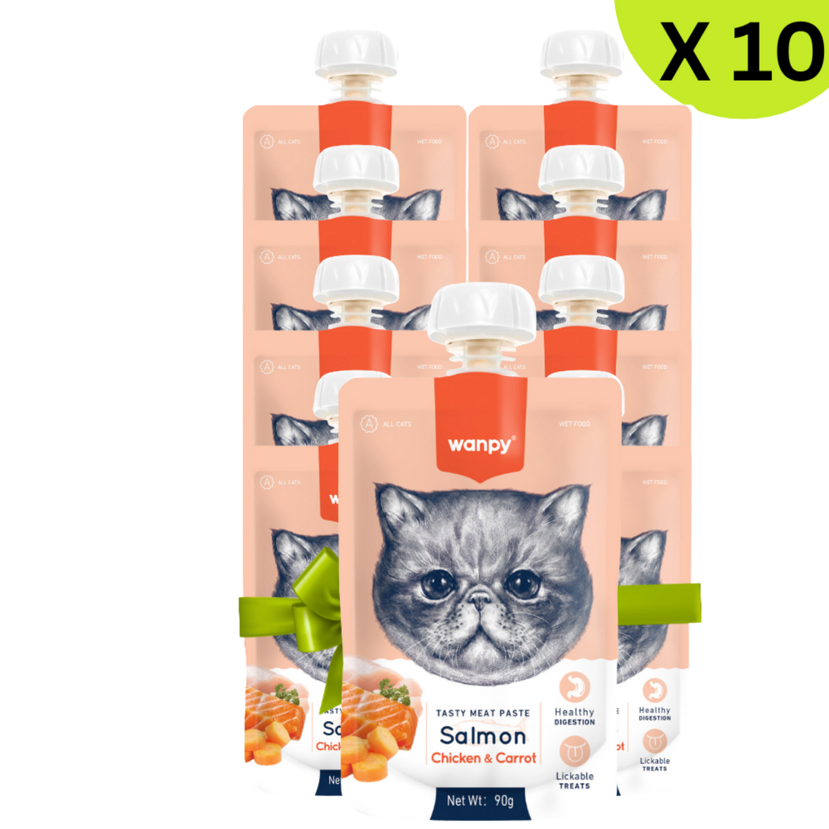 BUY 9 + 1 FREE Wanpy Wet Food For Adult Cat Tasty Meat Paste Salmon with Chicken & Carrot for 90G Petfast.shop Wanpy Bundles Cat Exclude Food Wet Food petfast.shop EgyptDefault Title 1665.00
