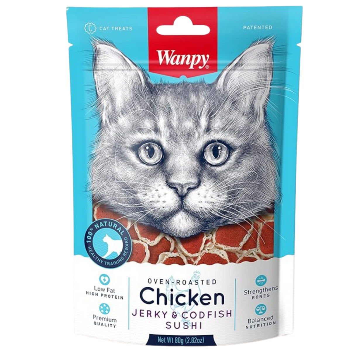 Wanpy Chicken Jerky & Codfish Sushi cat treats 80g Petfast.shop Wanpy Cat Chewy Treat Exclusive Treats petfast.shop EgyptDefault Title 250.00