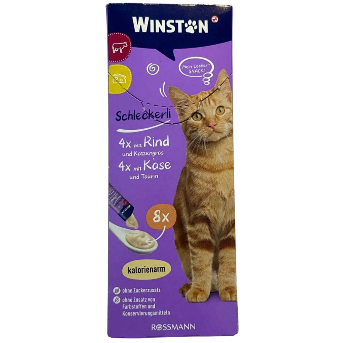 Winston Cat Treats Beef & Cheese with Grass & Taurine 8 Tube 120g Petfast.shop Winston Cat Creamy Treat Exclusive Treats petfast.shop EgyptDefault Title 345.00