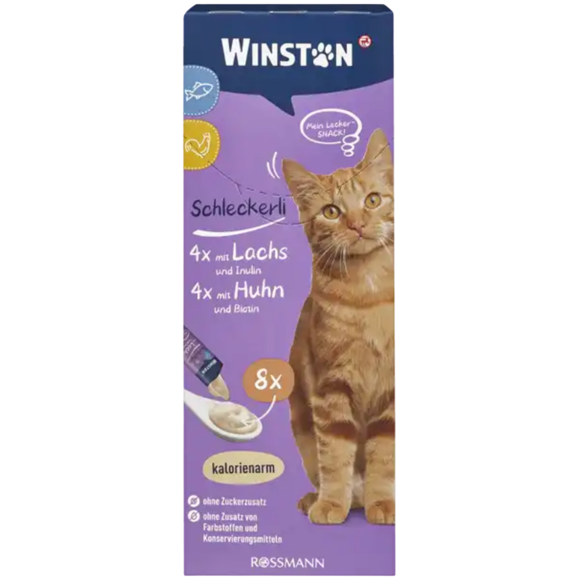 Winston Cat Treats Salmon, inulin, Chicken & Biotin 8 Tube 120g Petfast.shop Winston Cat Creamy Treat Exclusive Treats petfast.shop EgyptDefault Title 345.00