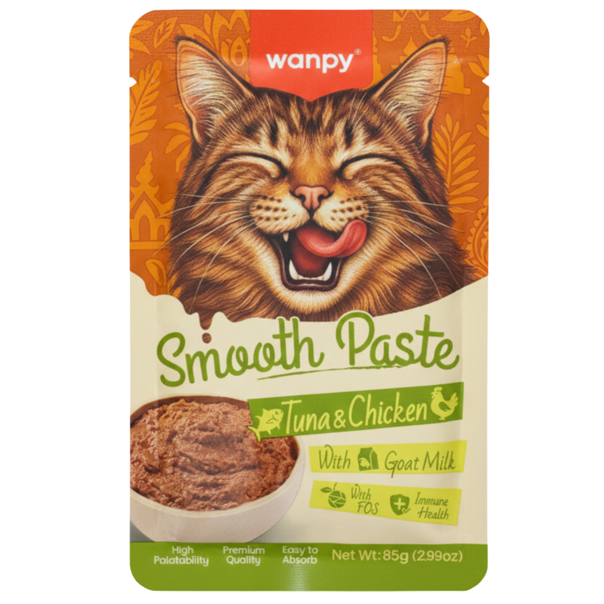 Wanpy Cat Smooth Paste Tuna & Chicken Pouch 85g