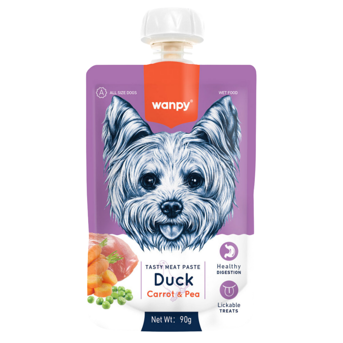 Wanpy Tasty Meat Paste Duck with Carrot & Pea for Dogs 90g Petfast.shop Wanpy Dog Food Wet Food petfast.shop Egypt PWA3514S Default Title 250.00