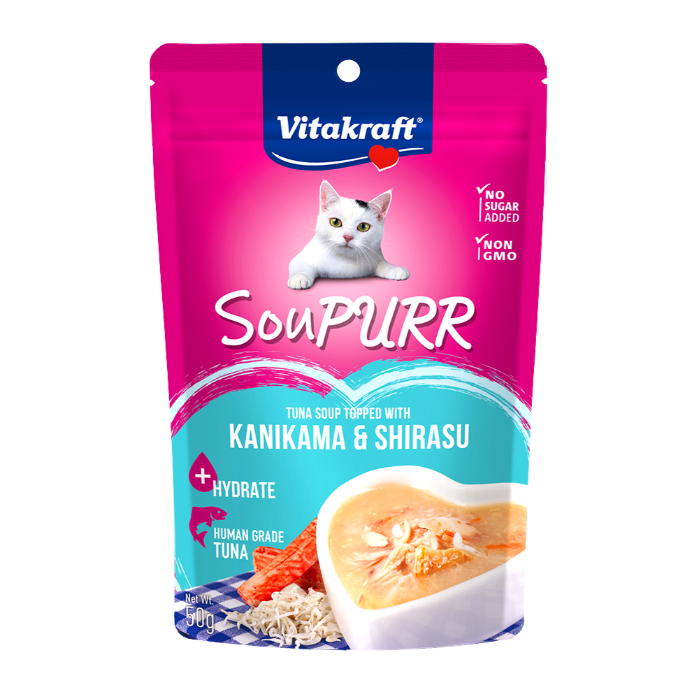 Vitakraft Soupurr Tuna Soup Topped with Kanikama & Shirasu Cat Food 50g