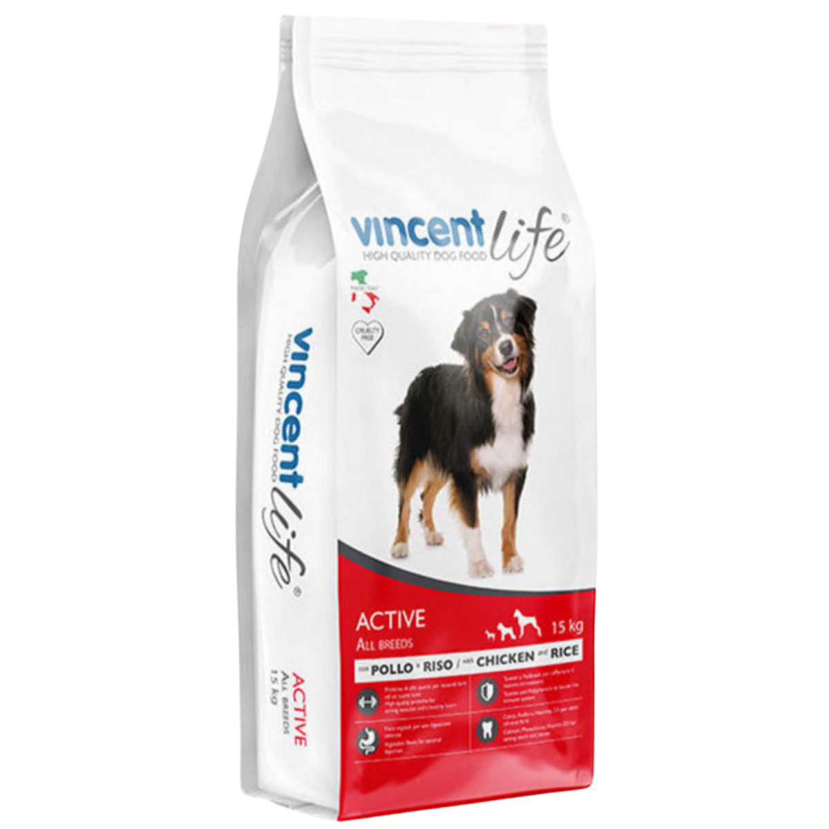 Vincent Life Dry Food For Active Dogs Chicken and Rice 15 kg