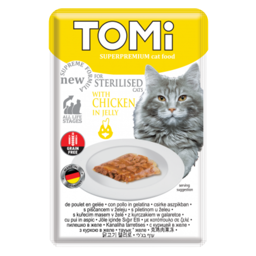 Tomi Wet Food with Chicken in Jelly for Sterilized Cats 85 gr Petfast.shop Tomi Best Selling Cat Food Wet Food petfast.shop Egypt PTO0834S Default Title 65.00