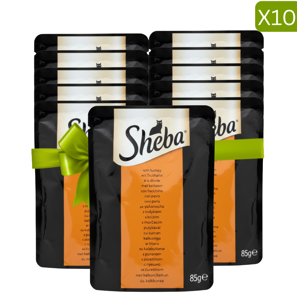 Buy 9 + 1 Free Sheba Wet Food for Cat with Turkey 85g