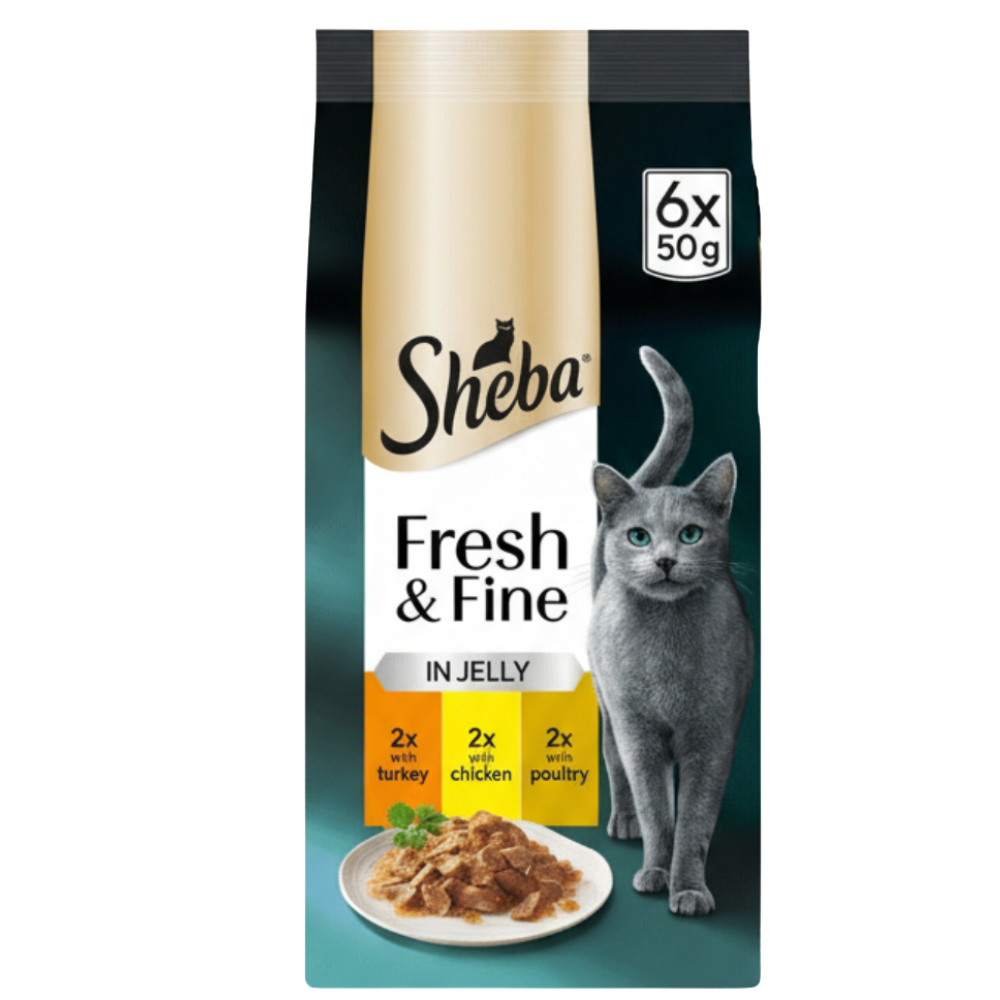 Sheba Fresh & Fine Adult Wet Cat Food In Jelly Turkey + Chicken + Poultry 6*50 G Poutch
