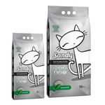 Two packages of Sandy cat litter on a white background