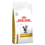 Royal Canin Veterinary Diet Urinary S/O cat food bag on a white background
