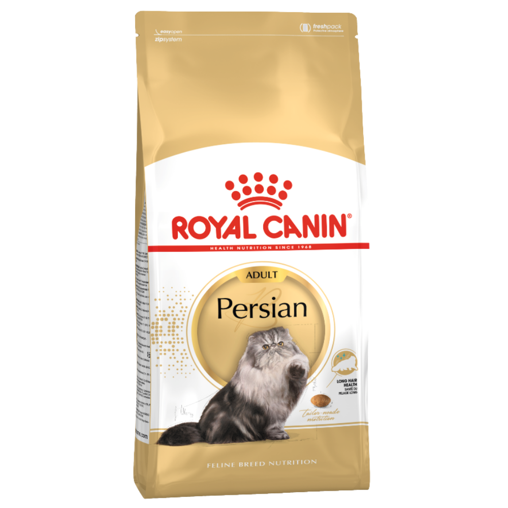 Royal Canin Persian cat food package on a white background