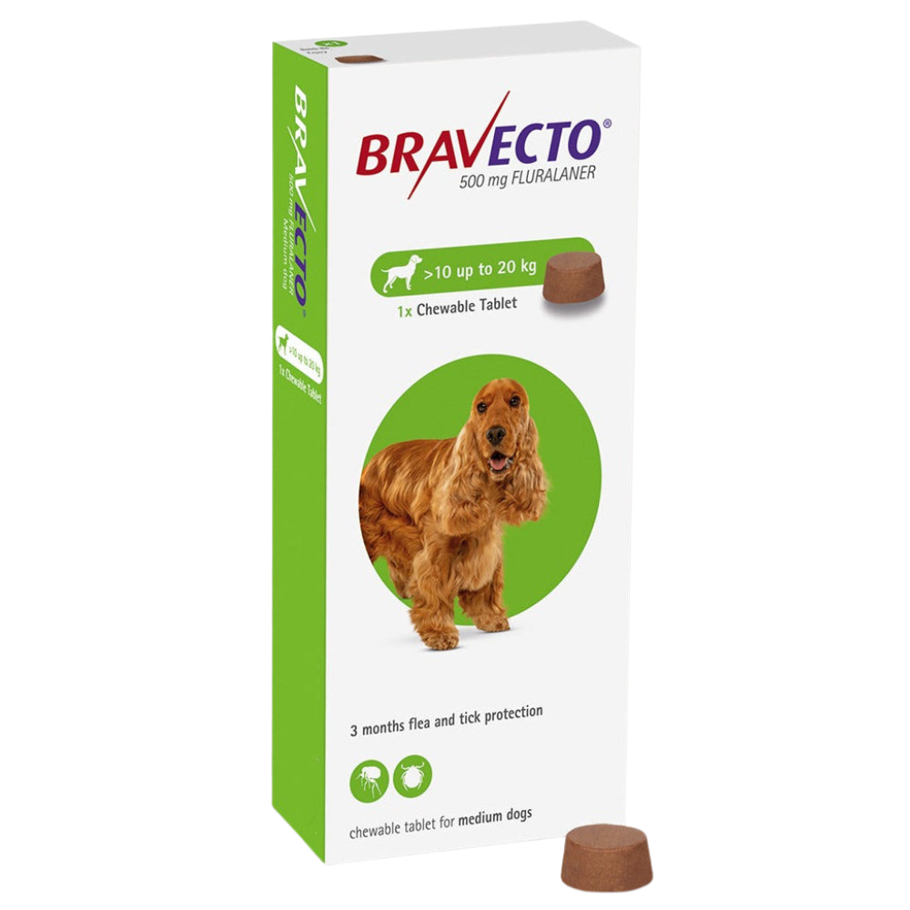 Bravecto MSD 10-20Kg Adult Dog Flea & Tick Treatment - 1 Tablet