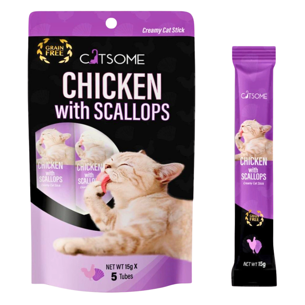Catsome Creamy Cat Stick Chicken With Scallops 75g (5 sticks/pack) Petfast.shop Catsome Cat Exclusive Kitten Liquid Treat Treats petfast.shop Egypt PCA2835S Default Title 150.00
