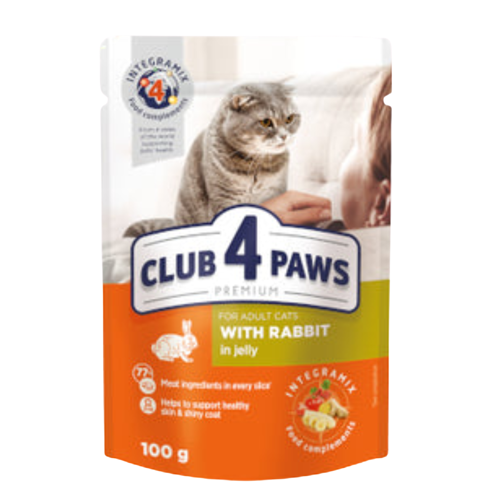 Club4Paws Pouch For Adult cats Rabbit 100 gr Petfast.shop Club 4 Paws Cat Food Wet Food petfast.shop Egypt PCL0154S Default Title 50.00