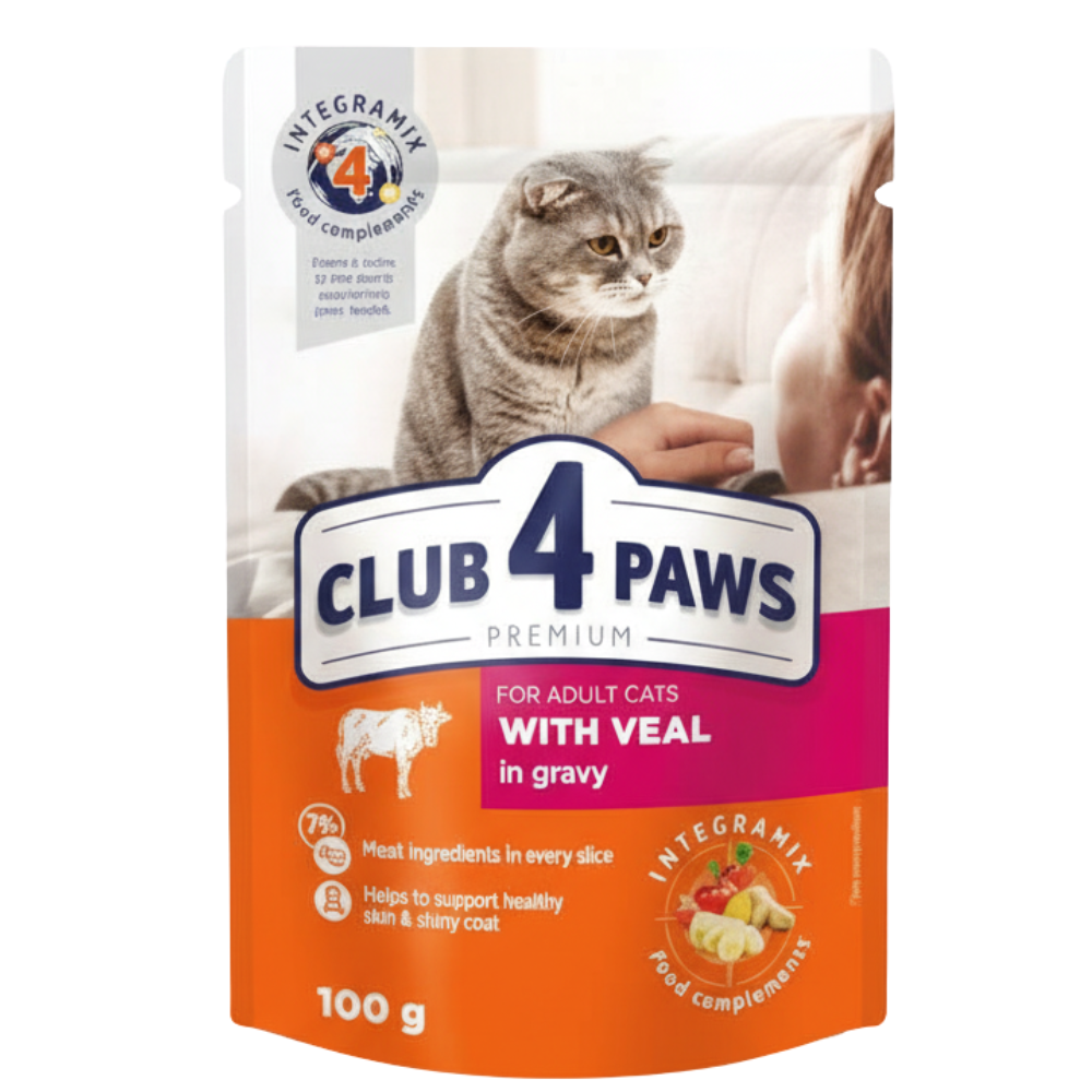 Club 4 Paws Pouch with Veal in Jelly for Adult Cats 100 gr
