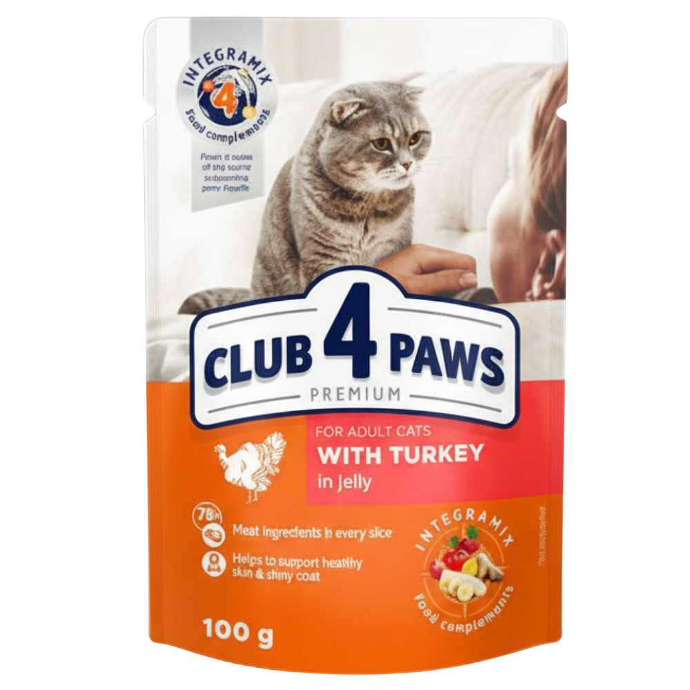 Club 4 Paws Pouch with Turkey in Gravy for Adult Cats 100 gr